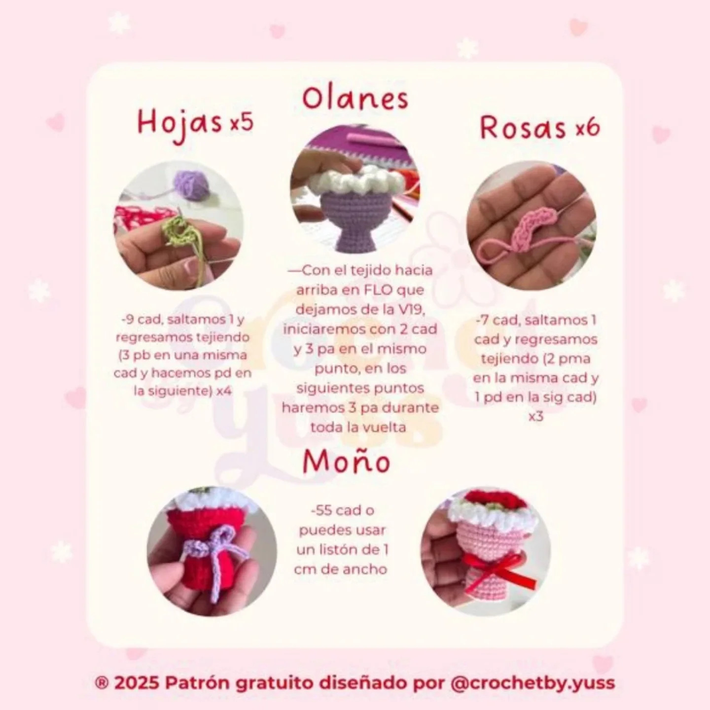 Mini Ramos de Crochet: Patrón Gratuito