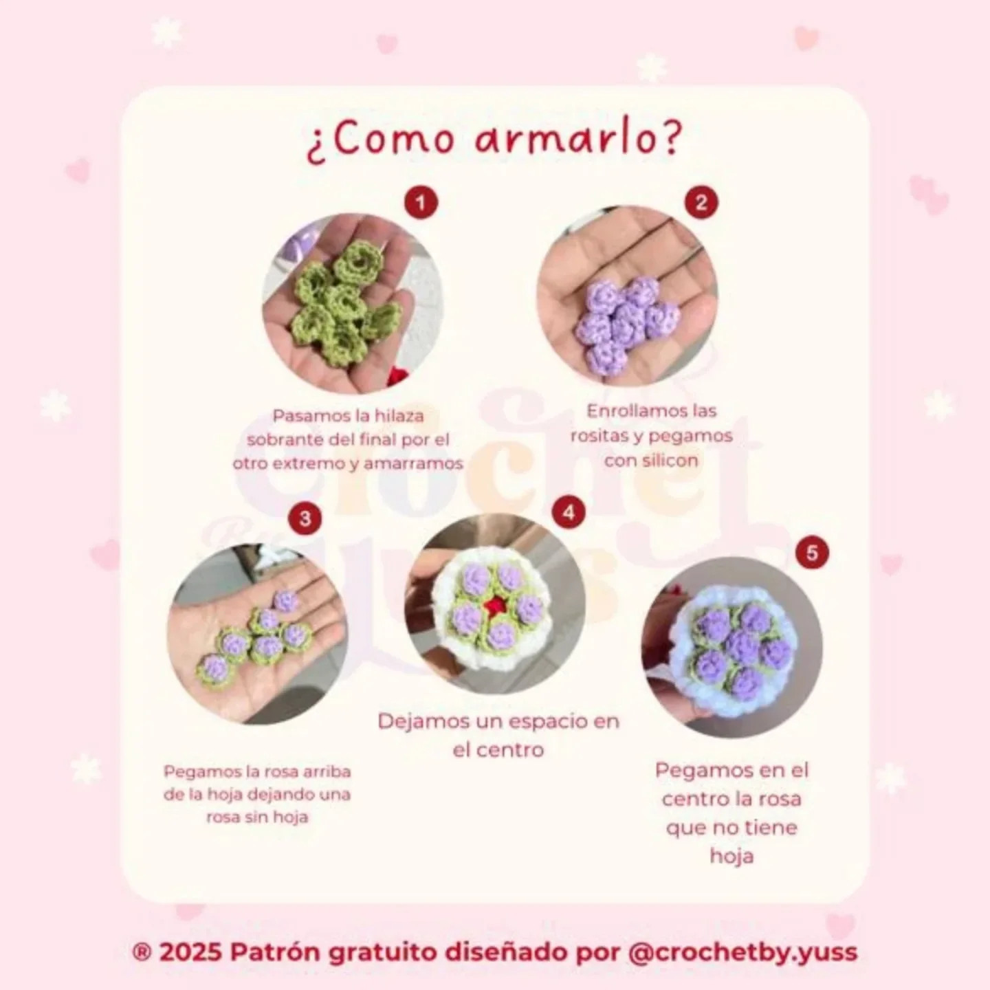 Mini Ramos de Crochet: Patrón Gratuito