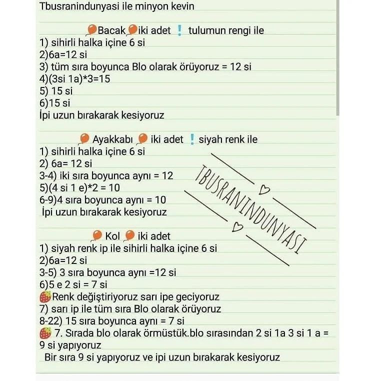 MİNION KEVİN ÖRGÜ ŞEMASI