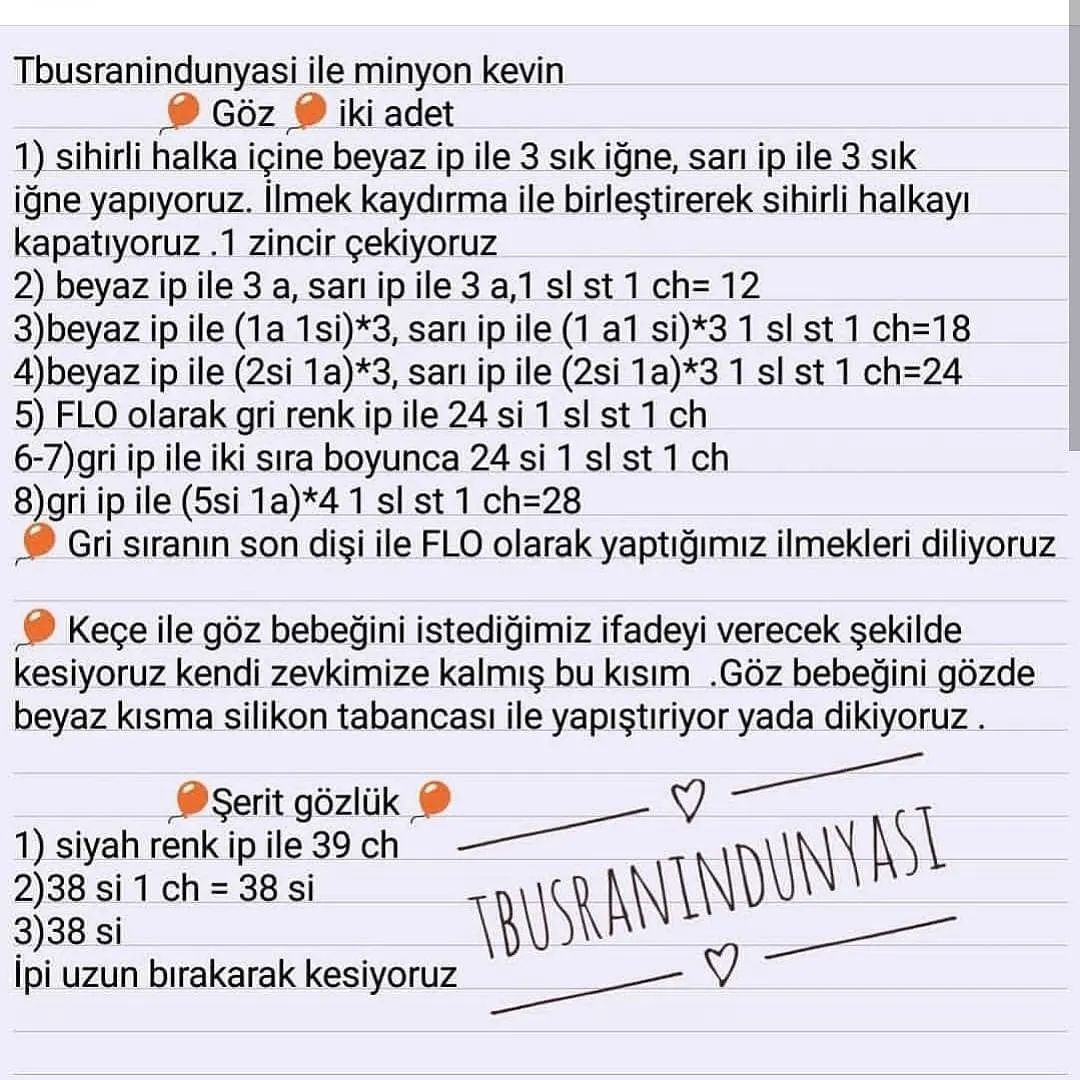 MİNION KEVİN ÖRGÜ ŞEMASI