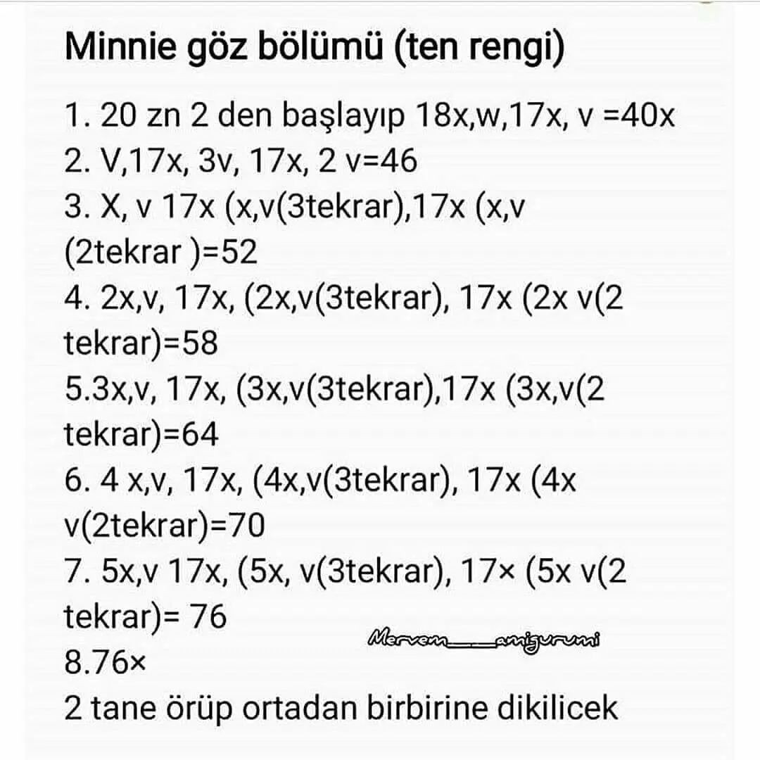 Minnie Mouse Amigurumi Tığ İşi Şeması