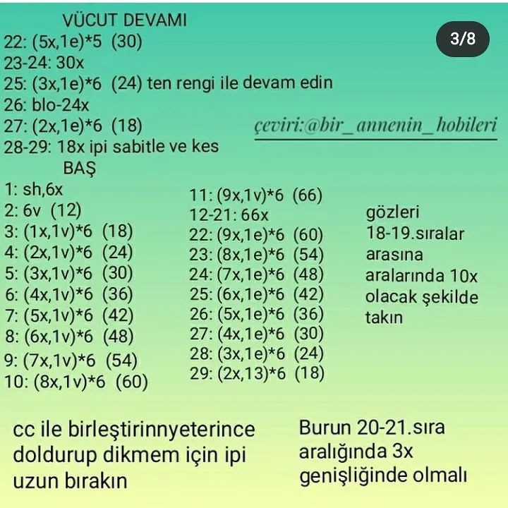 MİRAY BEBEK: ÜCRETSİZ 2. KISIM AMİGURUMİ TARİFİ