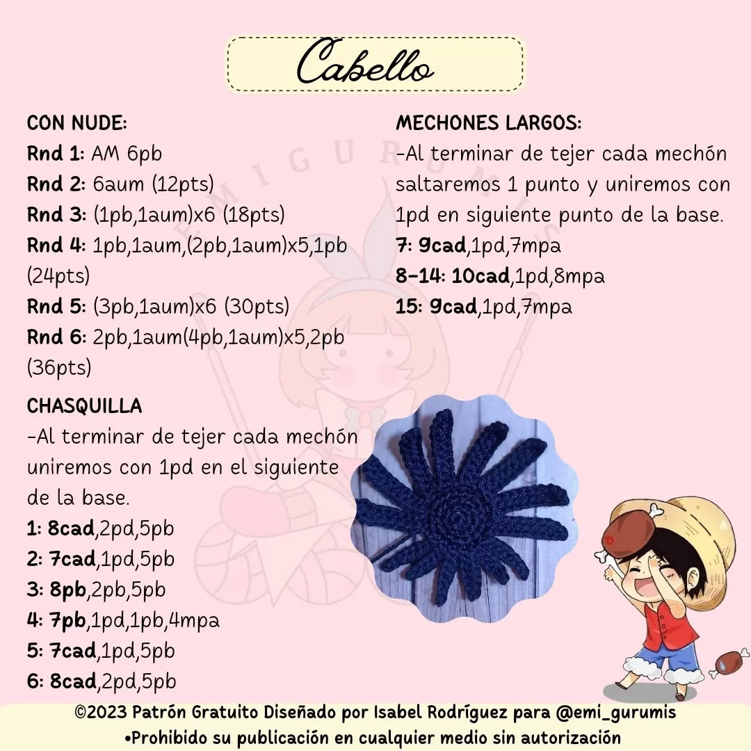 Monkey D. Luffy: Patrón de Amigurumi Gratis