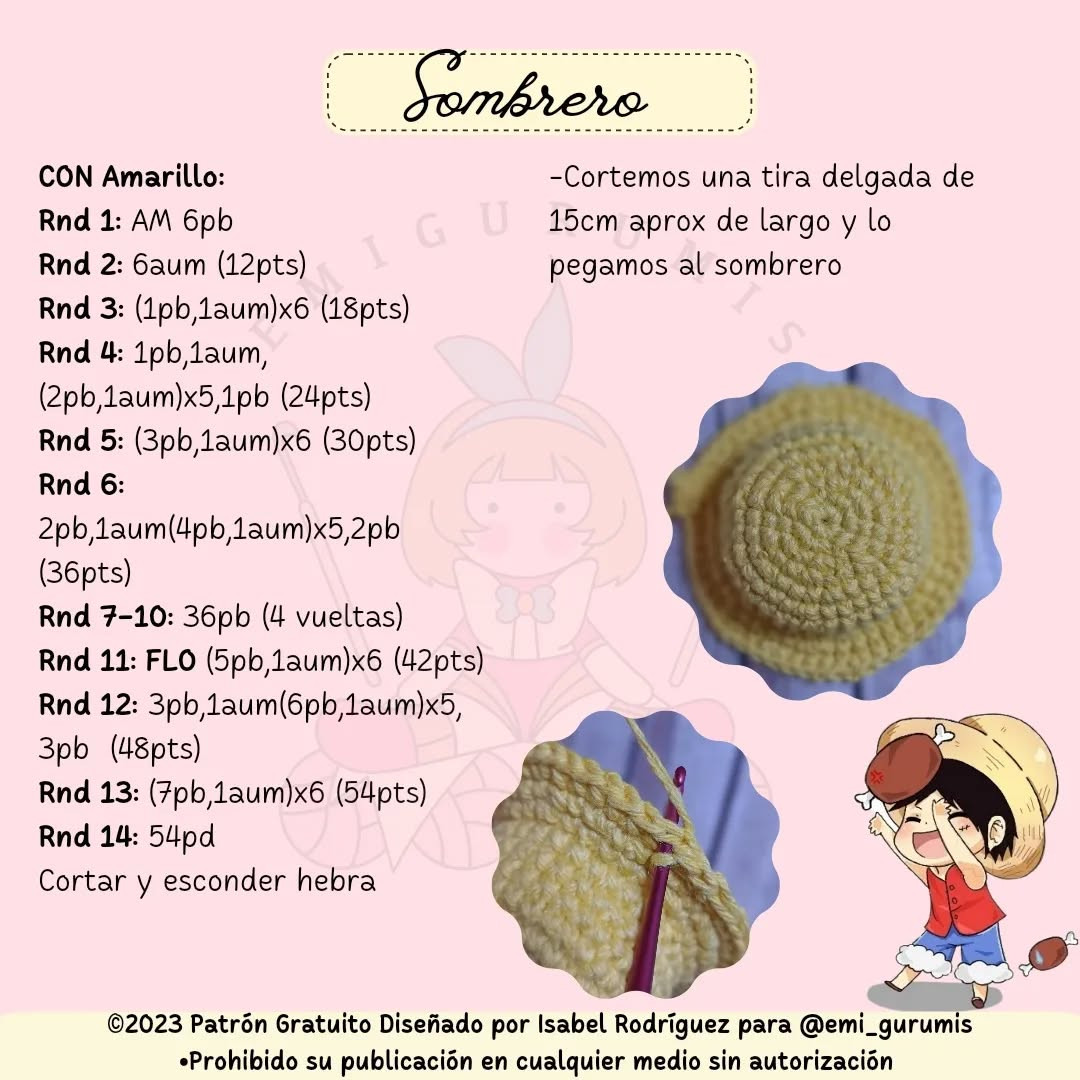 Monkey D. Luffy: Patrón de Amigurumi Gratis