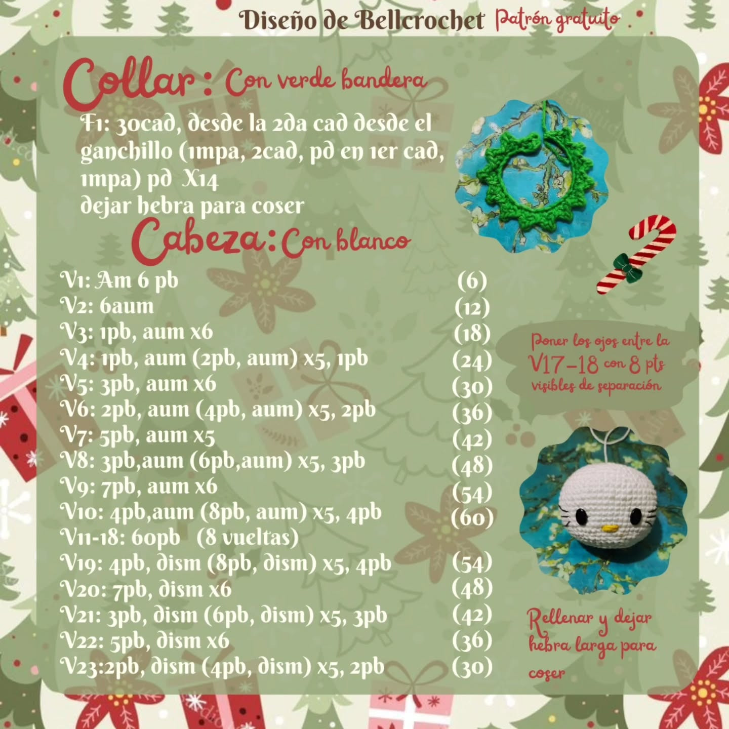 Muneca Hello Kitty Navidad: Patrón Crochet Gratis
