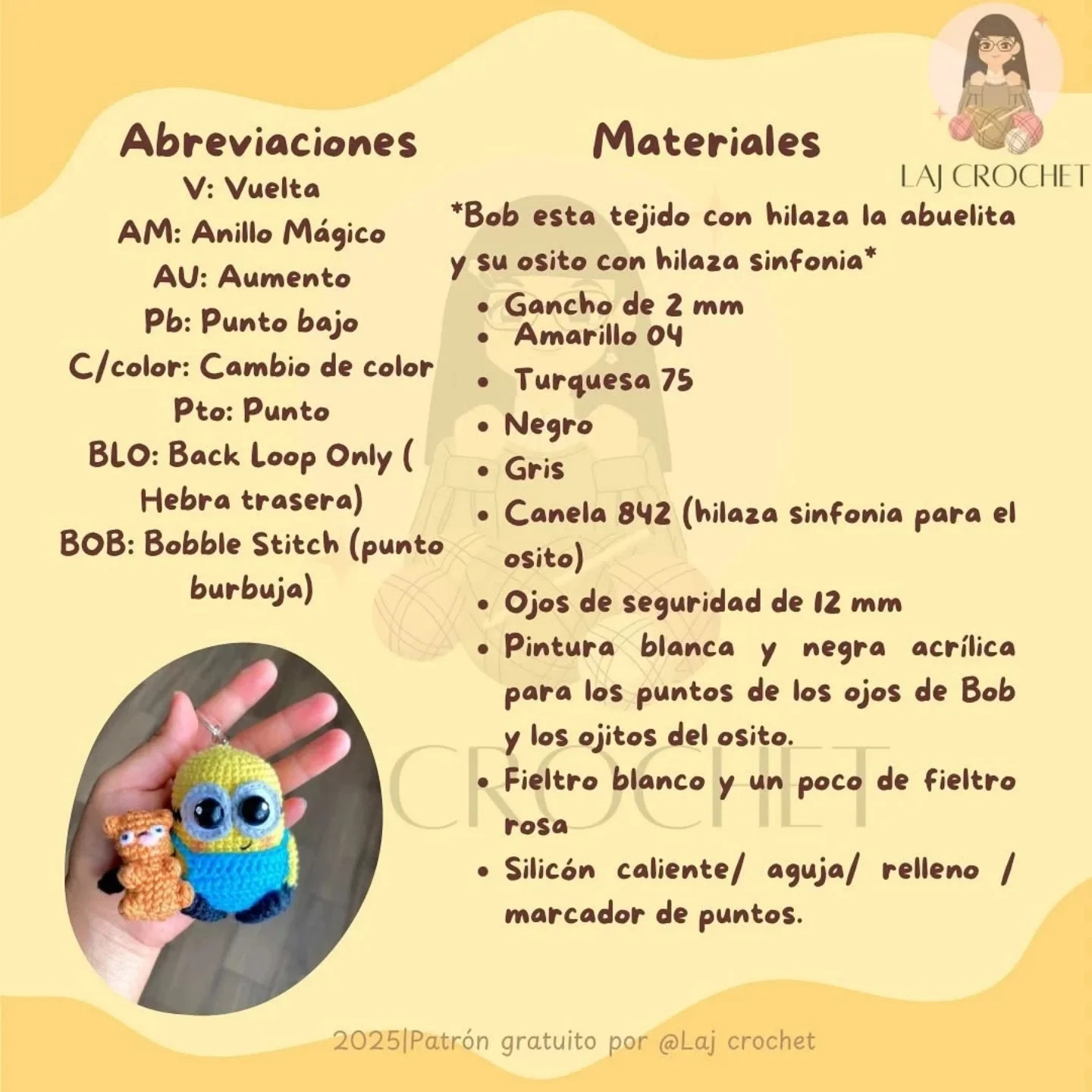 Muneco Minion Bob: Patrón de Ganchillo Gratis