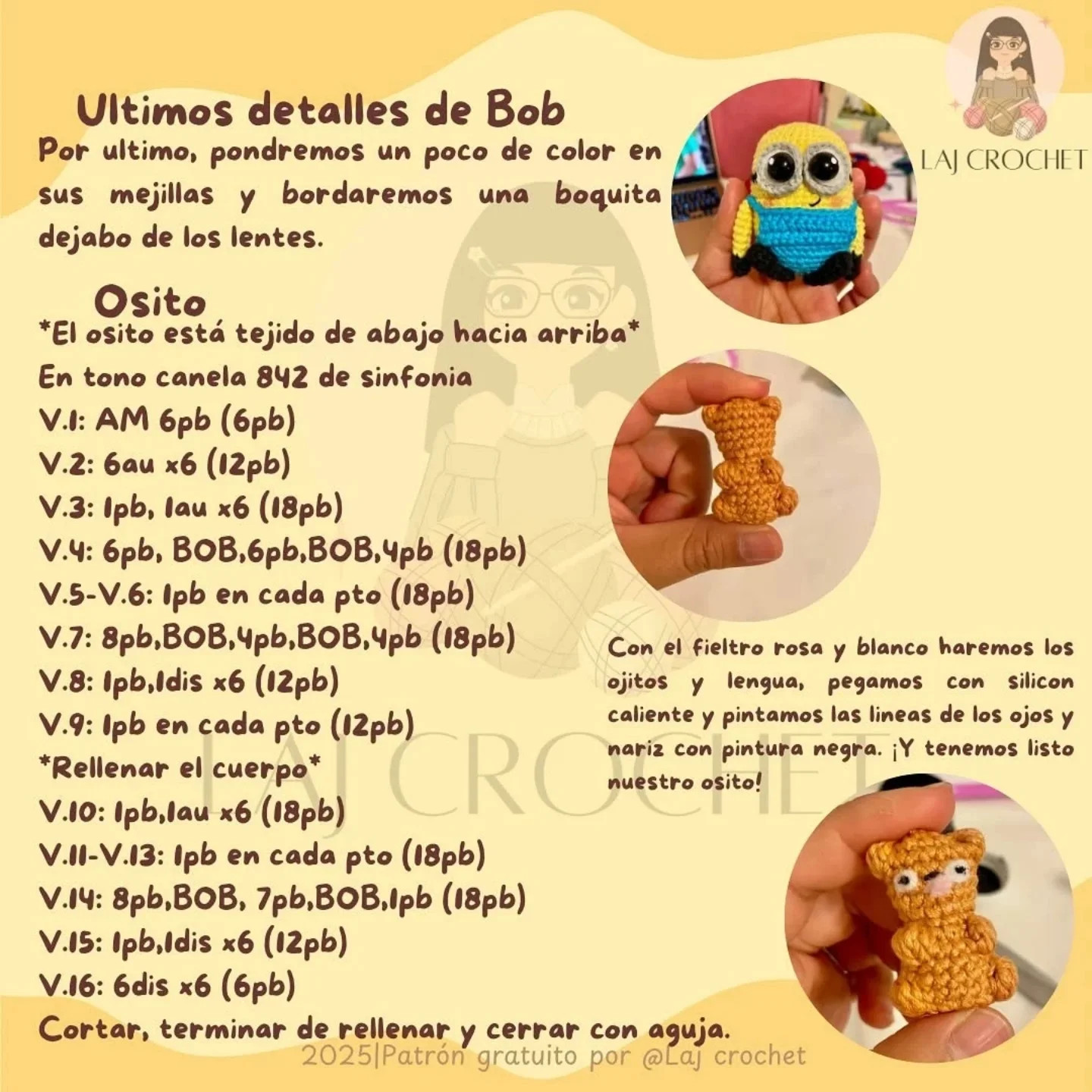 Muneco Minion Bob: Patrón de Ganchillo Gratis
