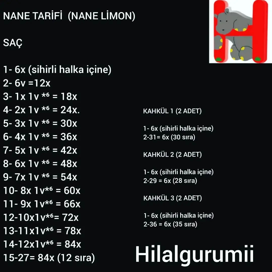 NANE AMIGURUMI ÖRNEĞİ ÜCRETSİZ ŞEMA