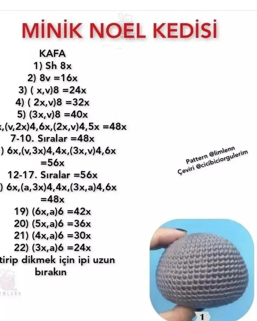 Noël kedileri amigurumi modeli