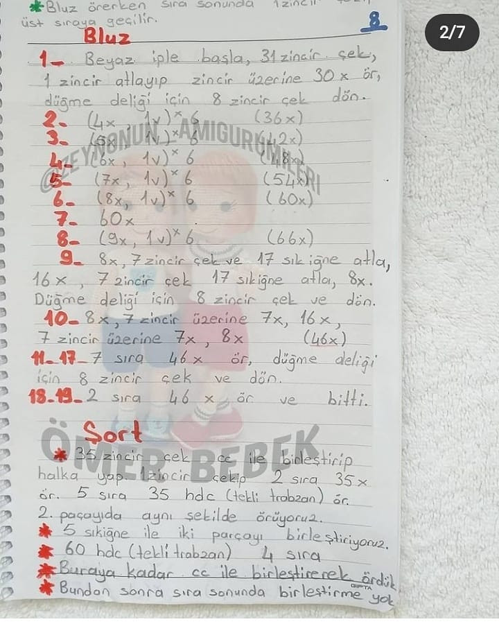 Ömer Bebek Örgü Şeması: Bluz, Şort ve Ayakkabı