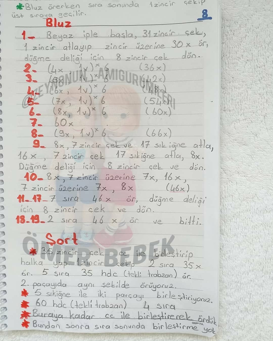Ömer Bebek Örgü Şeması: Bluz, Şort ve Ayakkabı