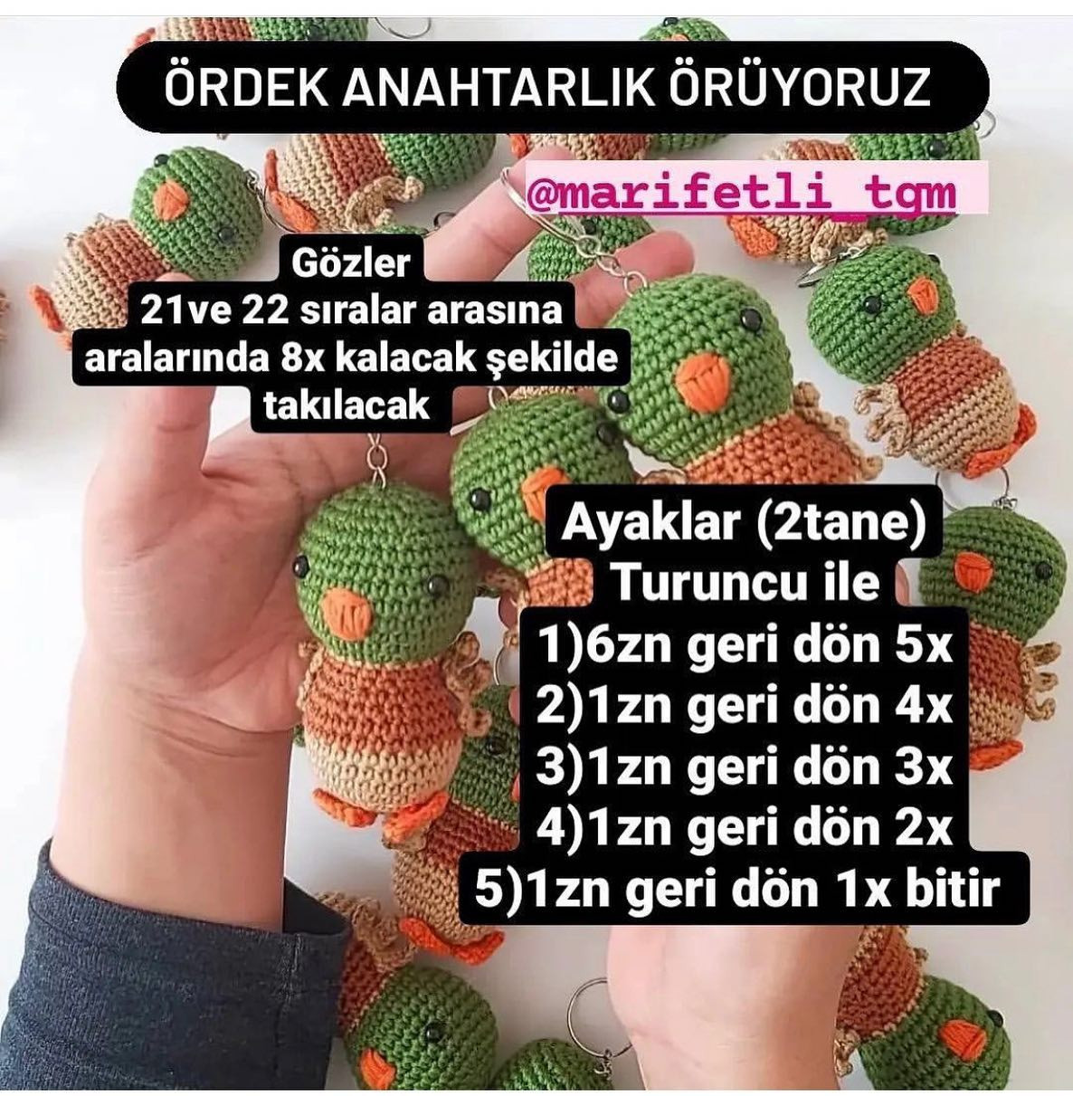 Ördek Anahtarlık Örgü Şeması 1/6