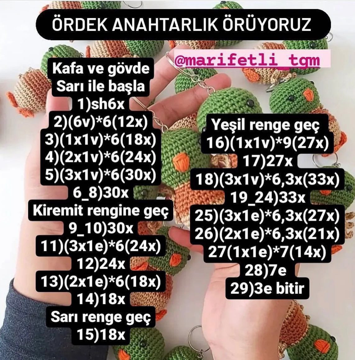 Ördek Anahtarlık Örgü Şeması 1/6