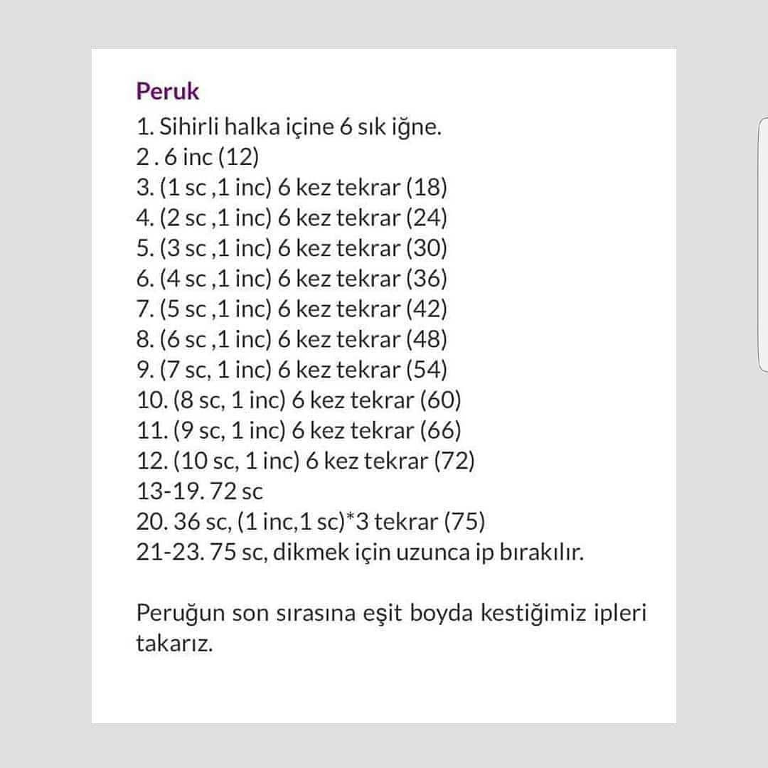Örgü Bebek Şeması Ama tarif biraz kafamı karıştırdı açıkçası eksik parçalar olursa.