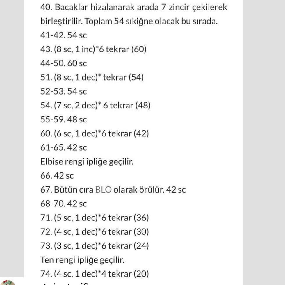 Örgü Bebek Şeması Ama tarif biraz kafamı karıştırdı açıkçası eksik parçalar olursa.