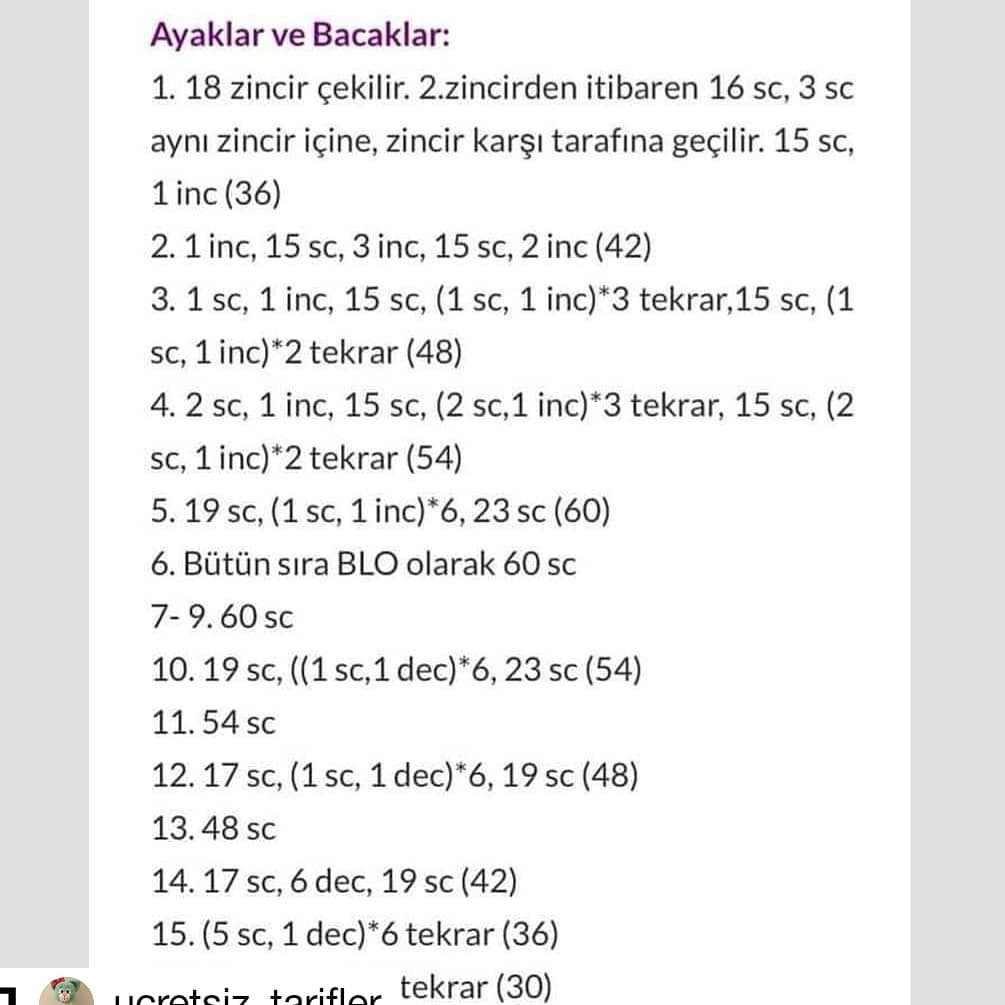 Örgü Bebek Şeması Ama tarif biraz kafamı karıştırdı açıkçası eksik parçalar olursa.