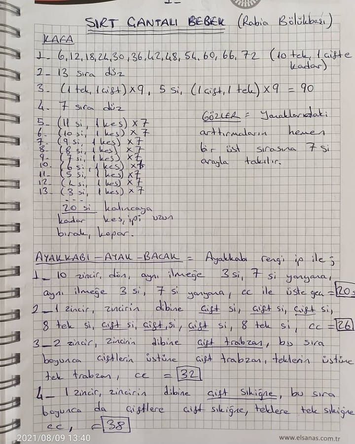 Örgü Bebek Şeması Gününüz güzel geçsin 🙃