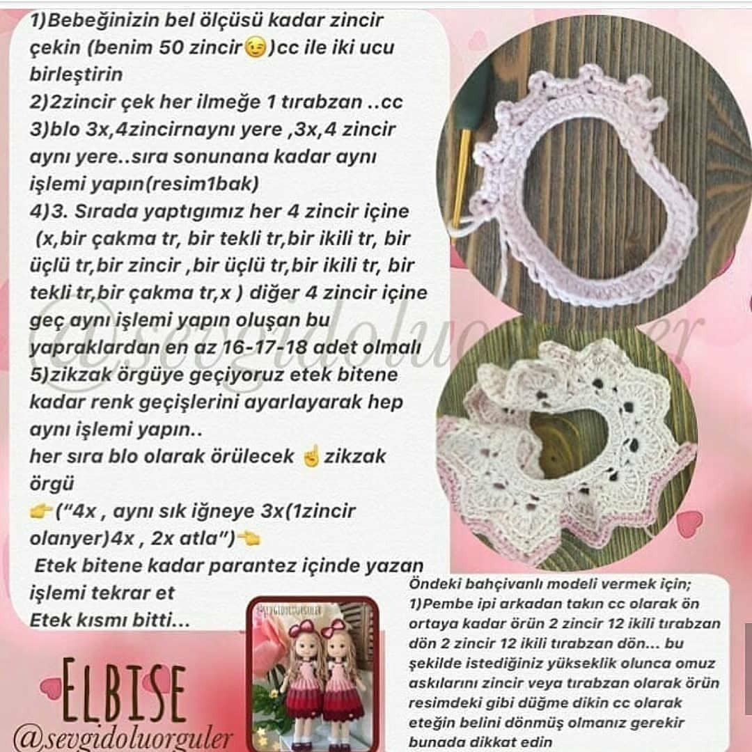 Örgü Bebek Şeması:  Renkli Elbiseli İki İkiz