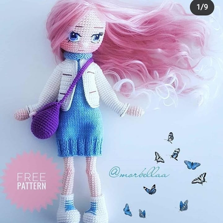 Örgü Bebek Şeması: Şirin Pembe Saçlı Kız