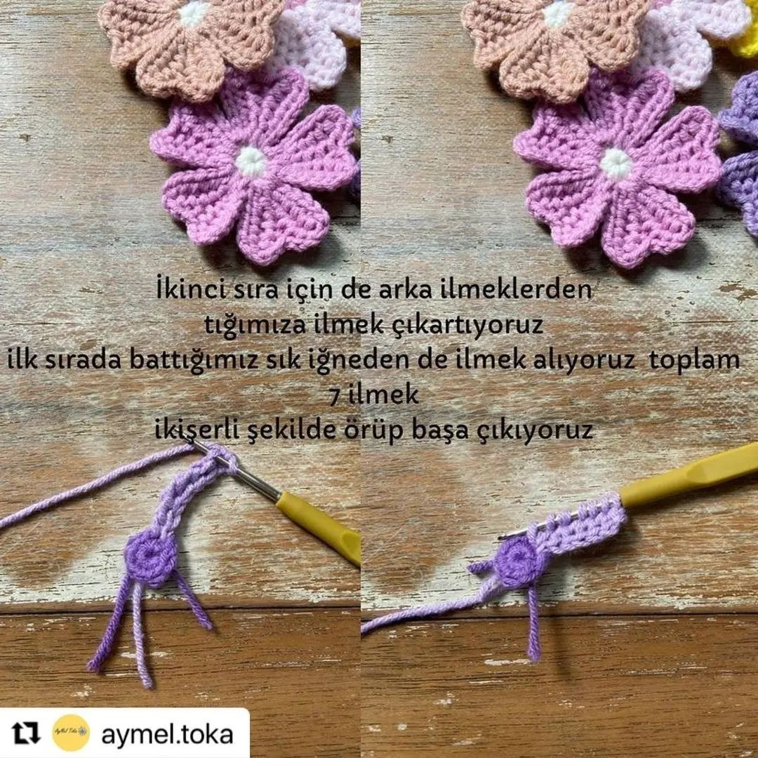 Örgü Çiçek Yapımı Şeması