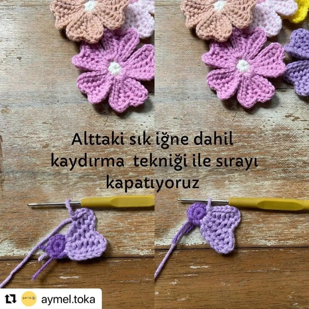 Örgü Çiçek Yapımı Şeması