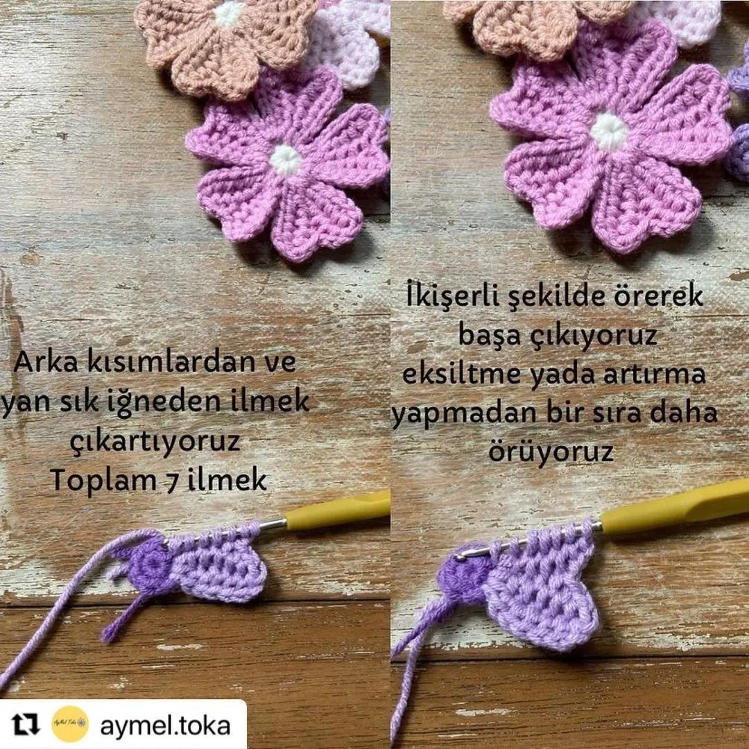 Örgü Çiçek Yapımı Şeması