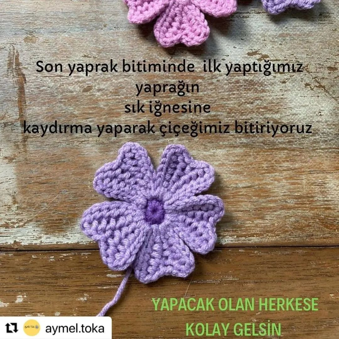 Örgü Çiçek Yapımı Şeması