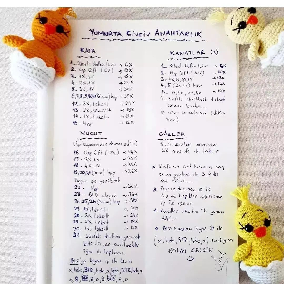 Örme Sarı Civcivler Yapımı Tarifi