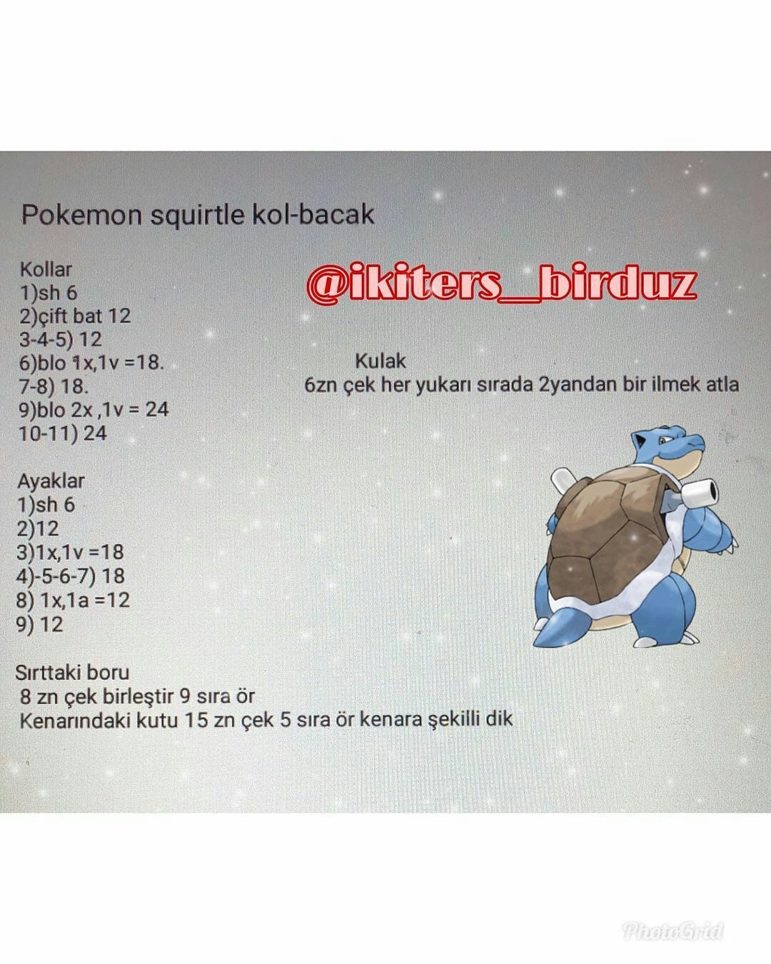 Örme Squirtle Amigurumi Tarifi