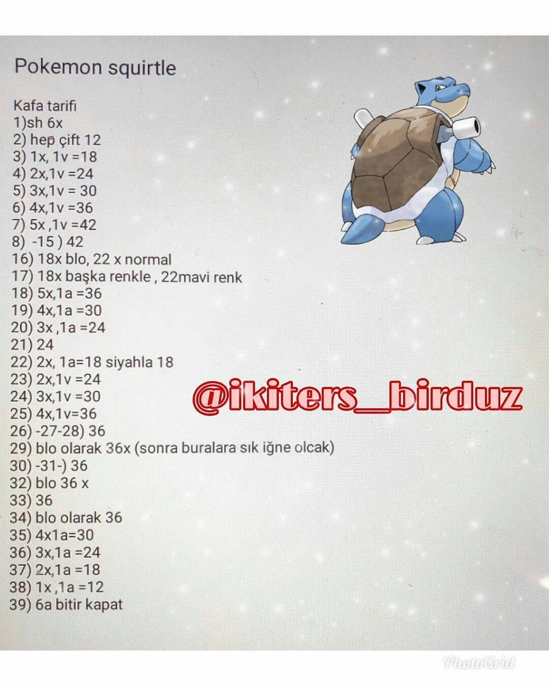 Örme Squirtle Amigurumi Tarifi