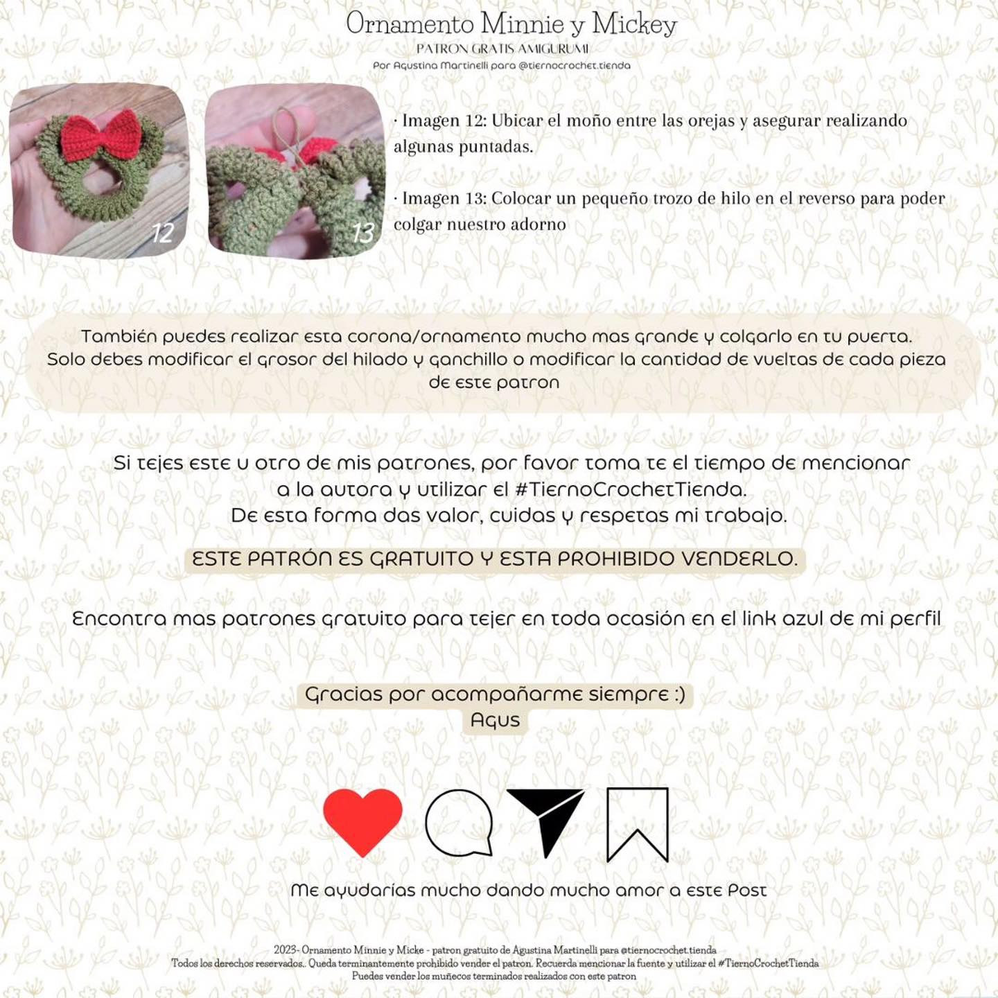 Ornamento Minnie y Mickey: Patrón Amigurumi Gratis