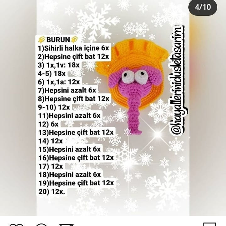 Örnek Fil Şişesi Amigurumi Şeması