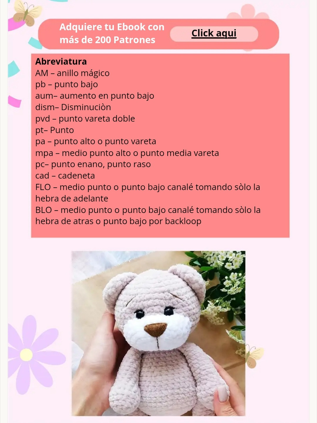 Osito Amigurumi: Patrón Gratis para tejer OSITO EN CHENILLE