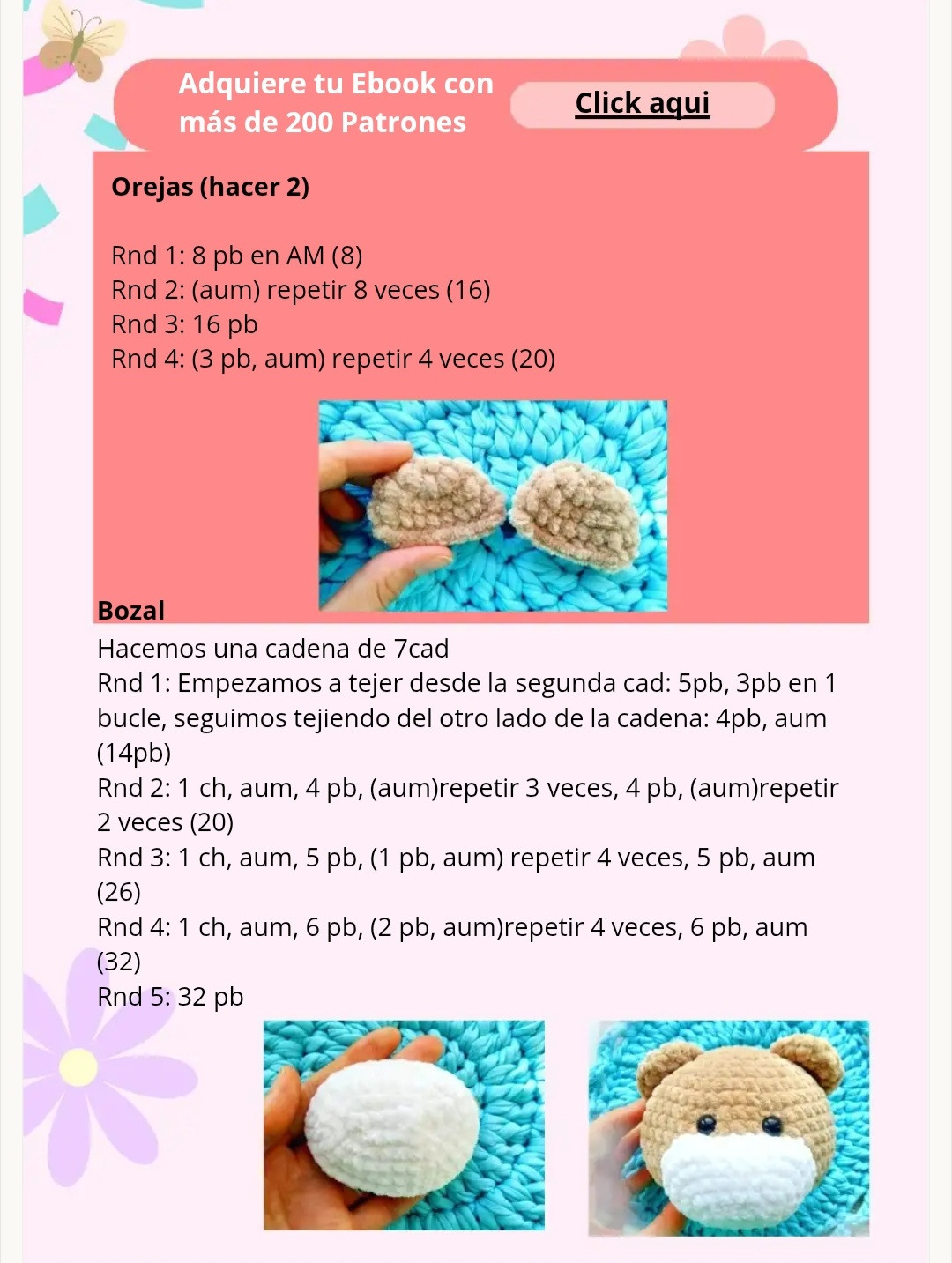 Osito Amigurumi: Patrón Gratis para tejer OSITO EN CHENILLE