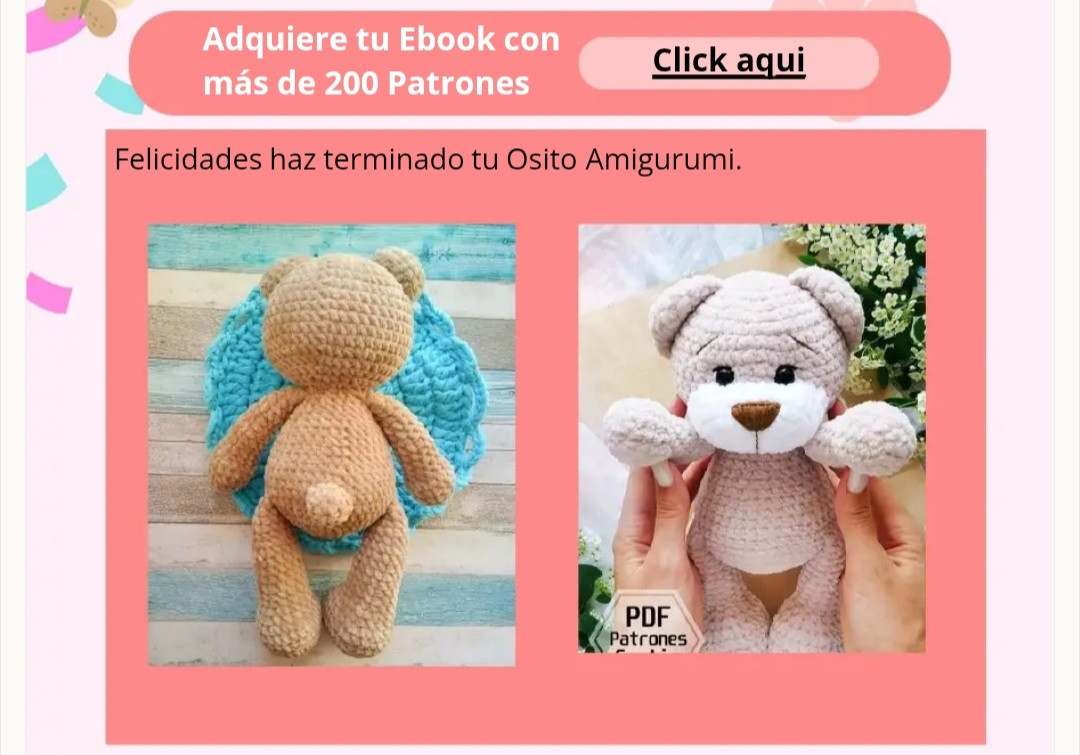 Osito Amigurumi: Patrón Gratis para tejer OSITO EN CHENILLE