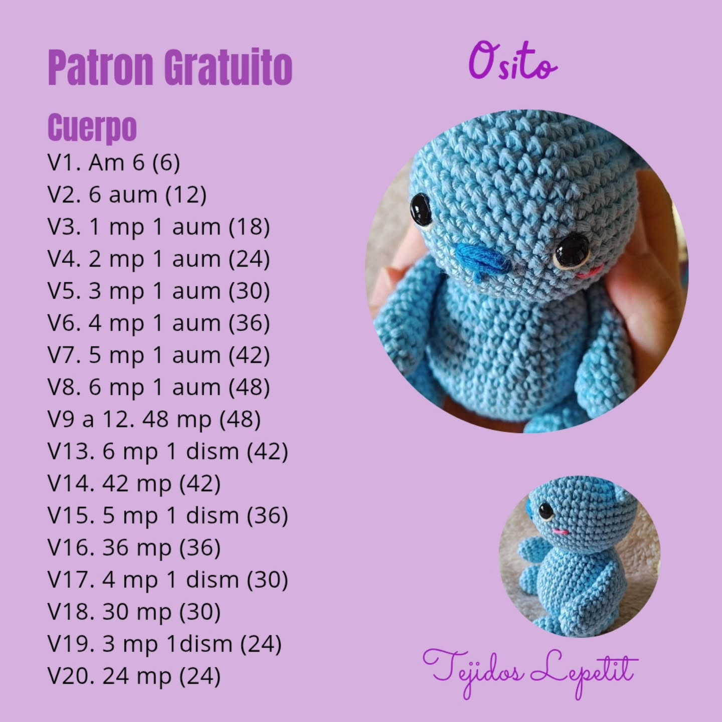 Osito amigurumi: Patrón gratuito para tejer.