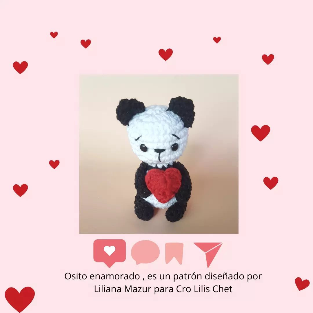 Osito Panda Enamorado: Patrón de Crochet Gratis