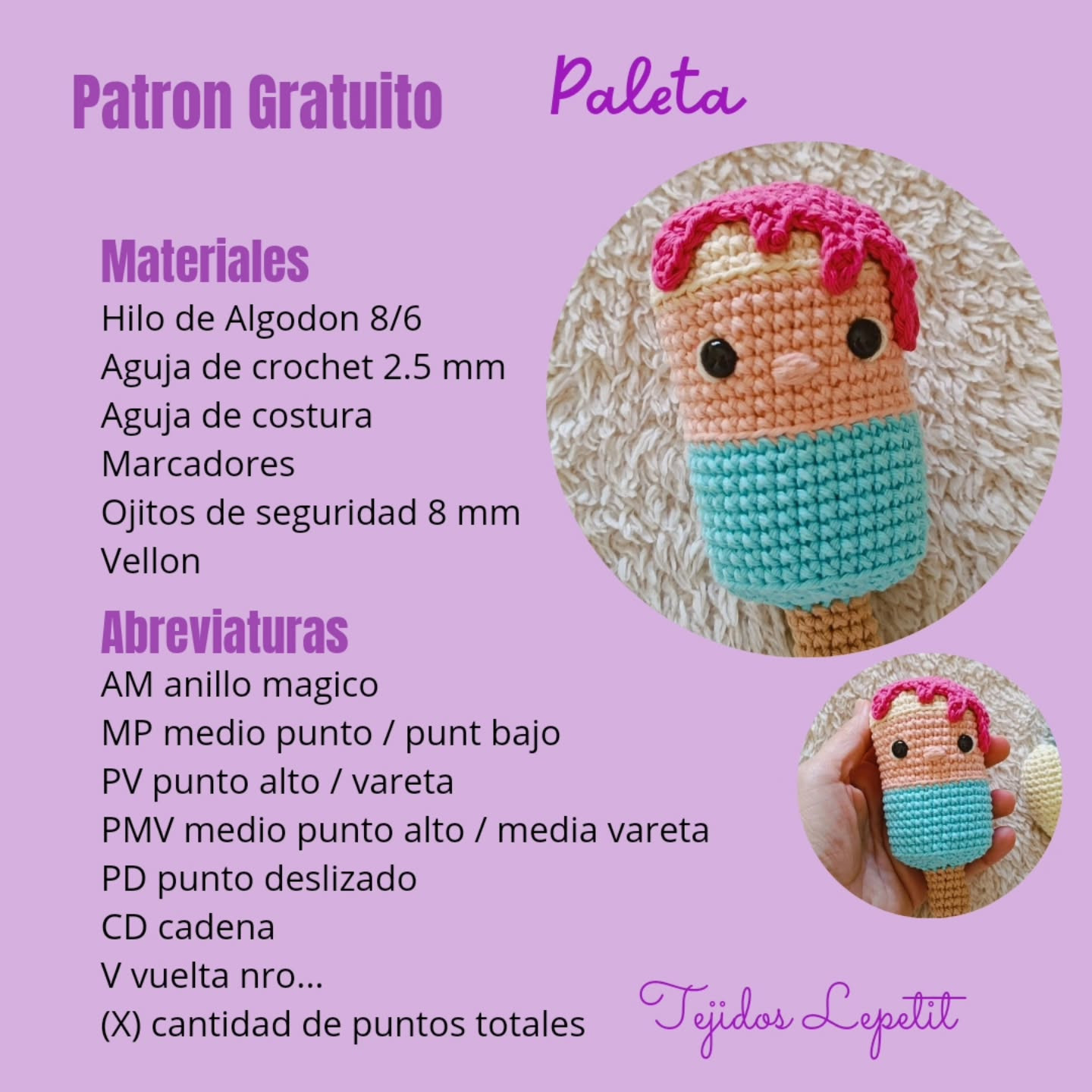 Paleta de helado amigurumi: patrón gratuito