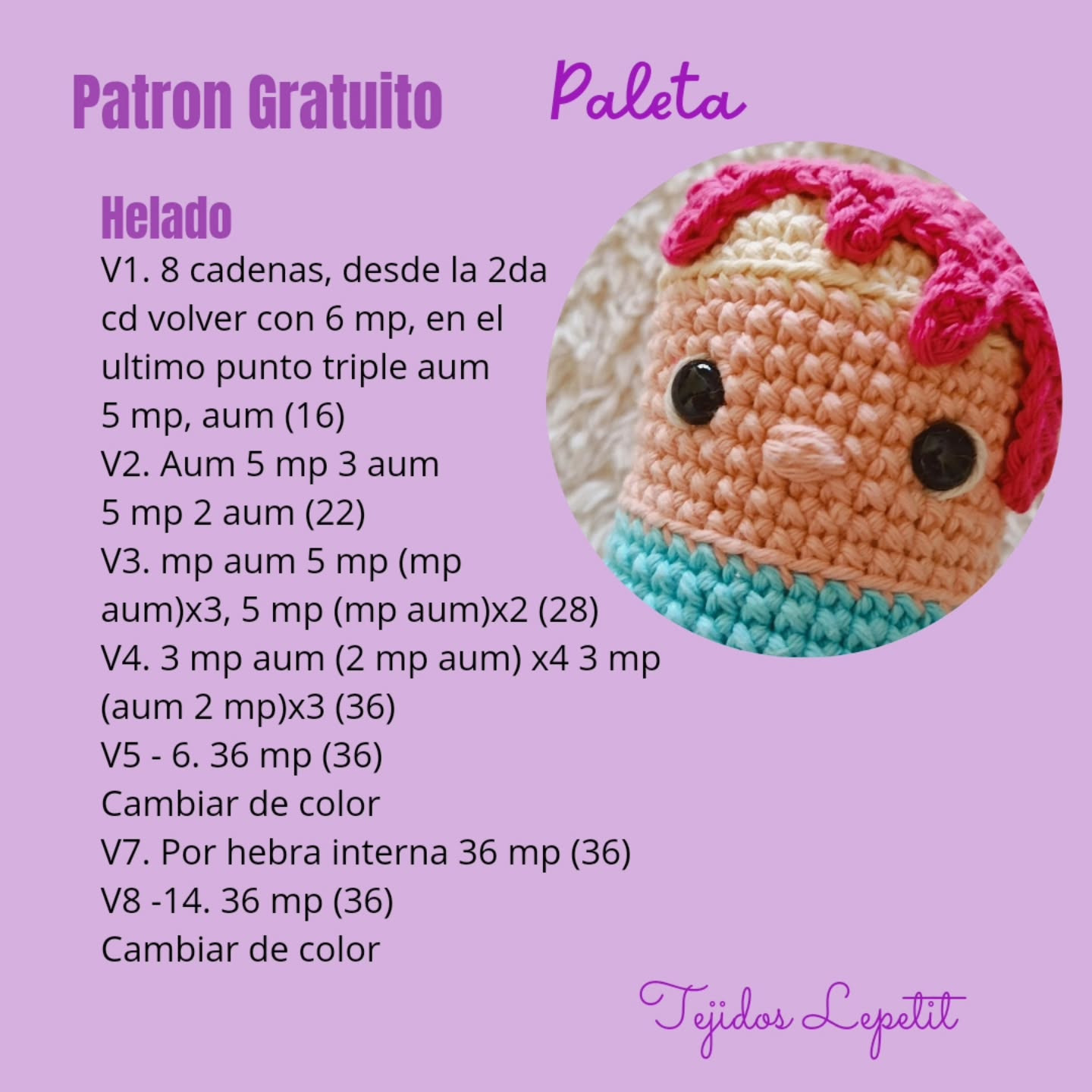 Paleta de helado amigurumi: patrón gratuito