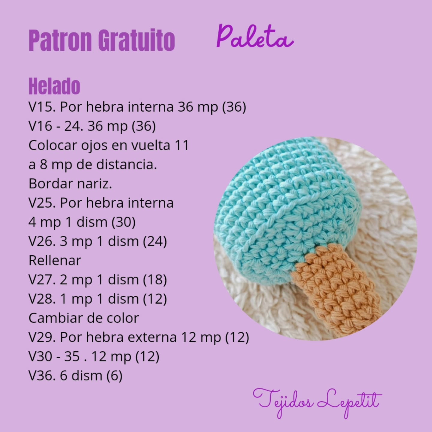 Paleta de helado amigurumi: patrón gratuito