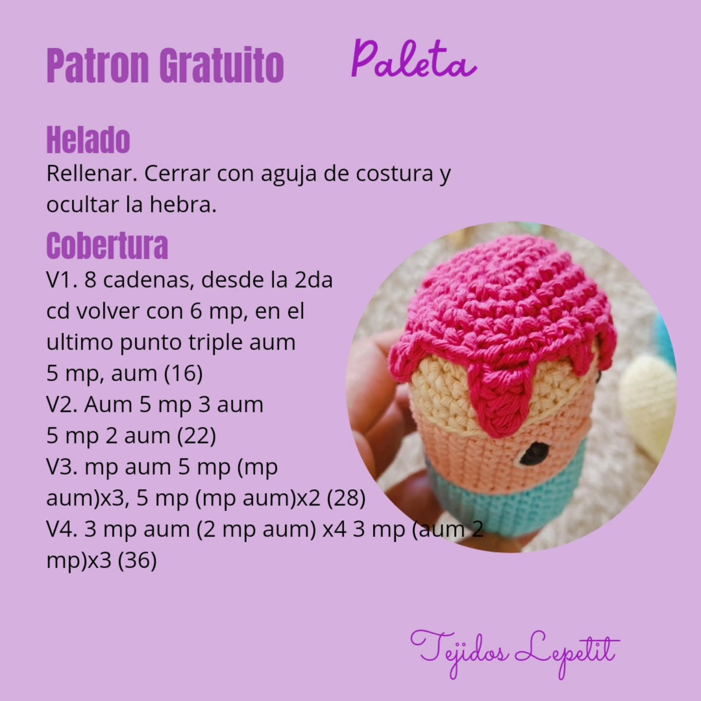 Paleta de helado amigurumi: patrón gratuito