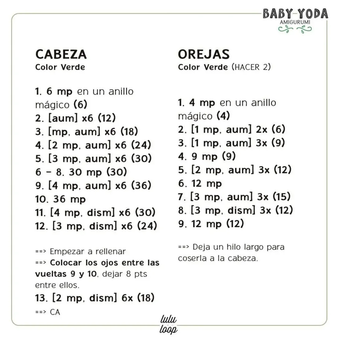 Patrón amigurumi Baby Yoda gratis