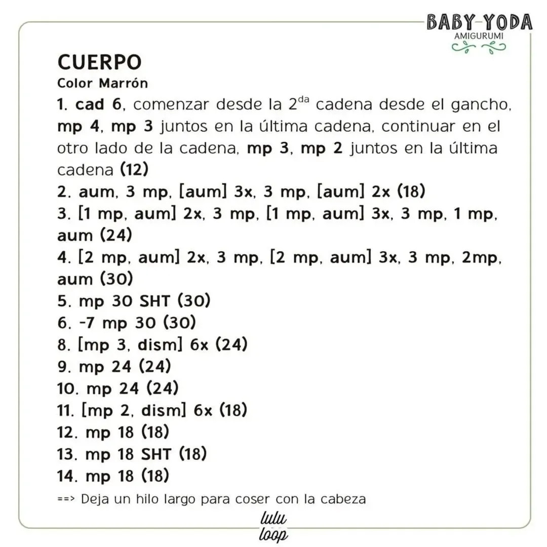 Patrón amigurumi Baby Yoda gratis