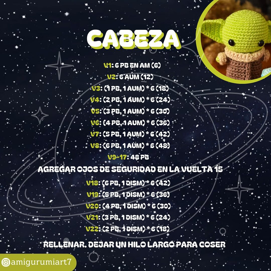 Patrón amigurumi Baby Yoda gratis babyyoda
