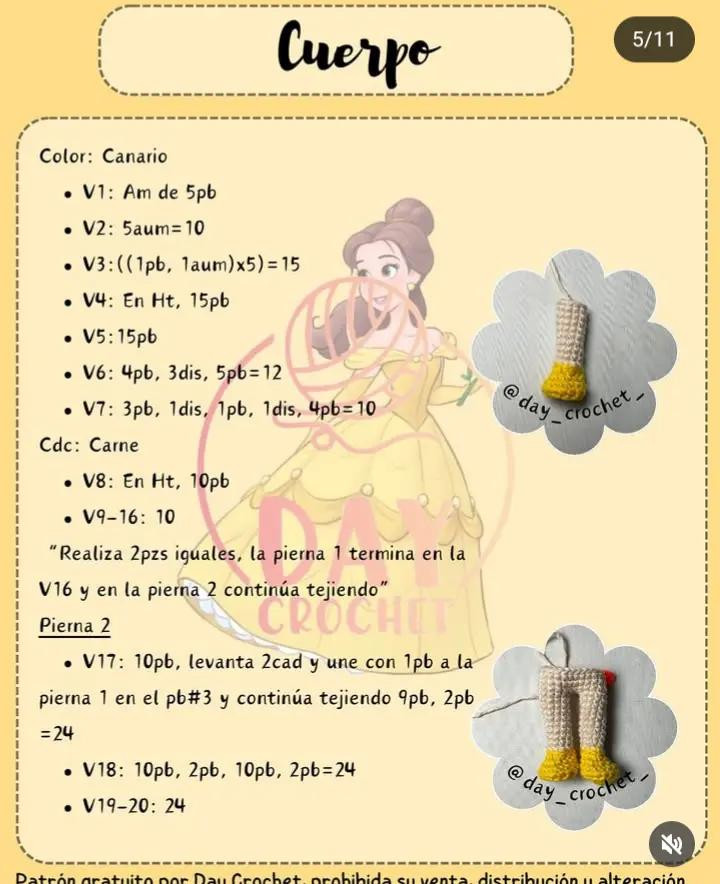 Patrón amigurumi Belle gratis