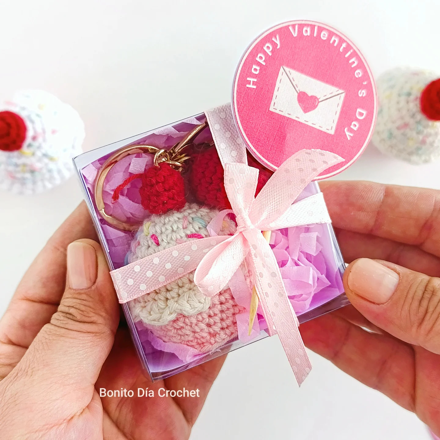 Patrón amigurumi cupcake San Valentín PDF