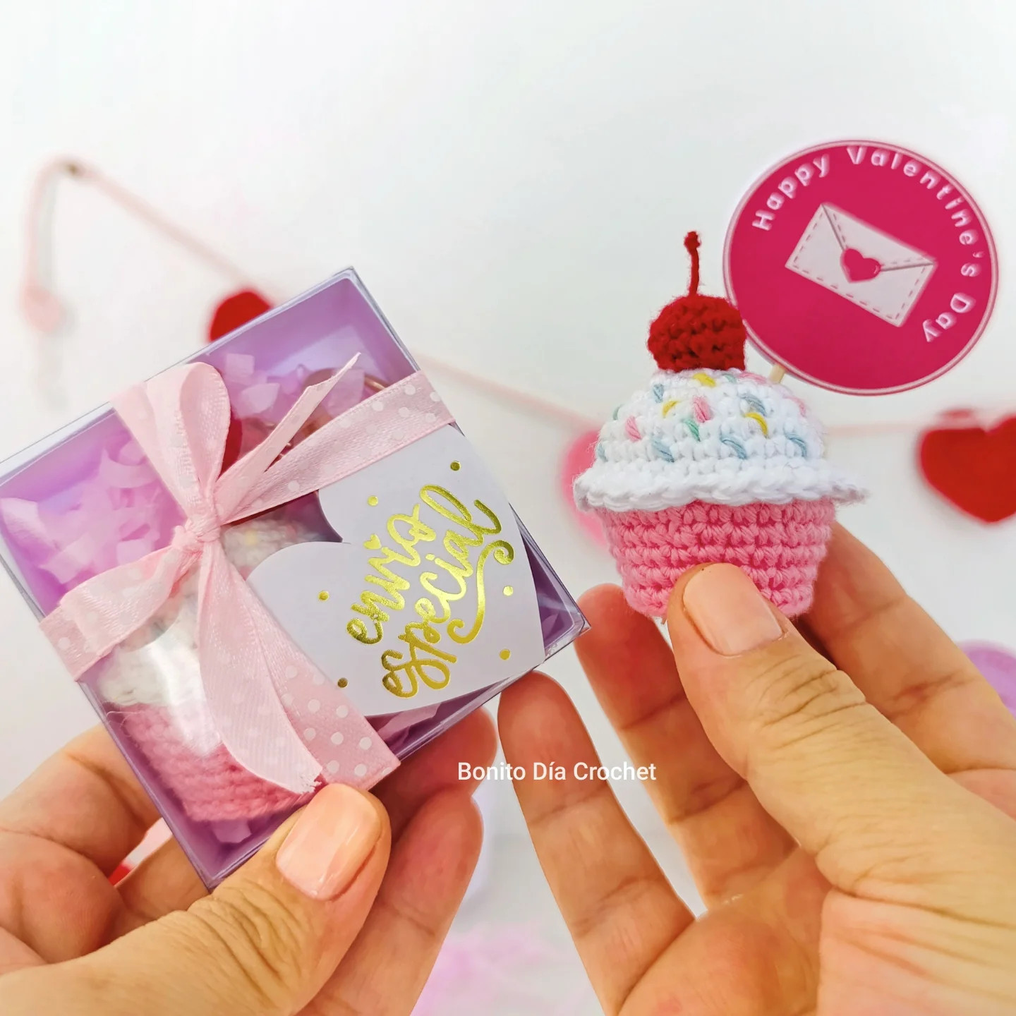 Patrón amigurumi cupcake San Valentín PDF