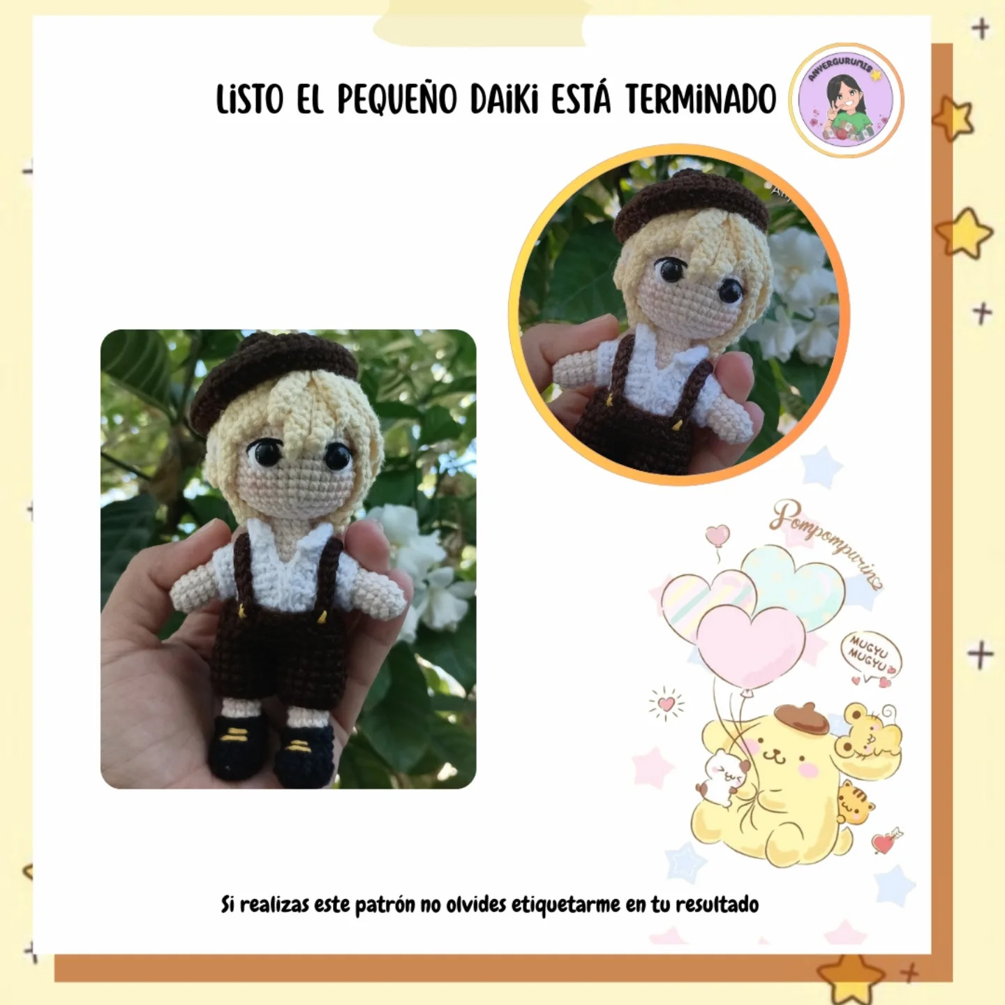 Patrón amigurumi Daiki: Colección Sanrio Boys gratuito