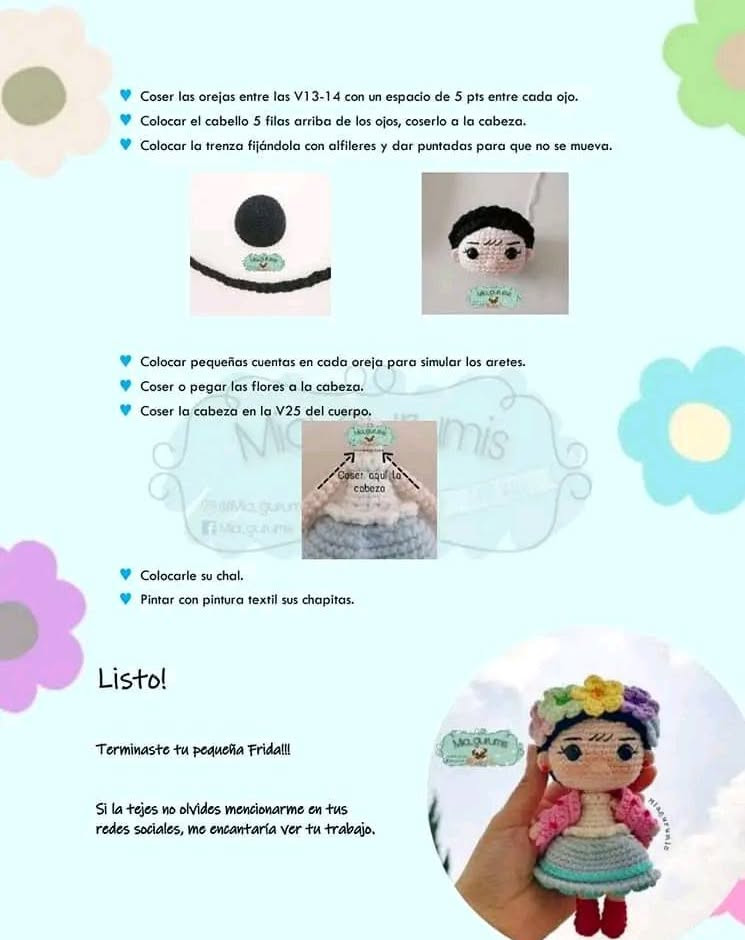 Patrón amigurumi Frida Kahlo gratis