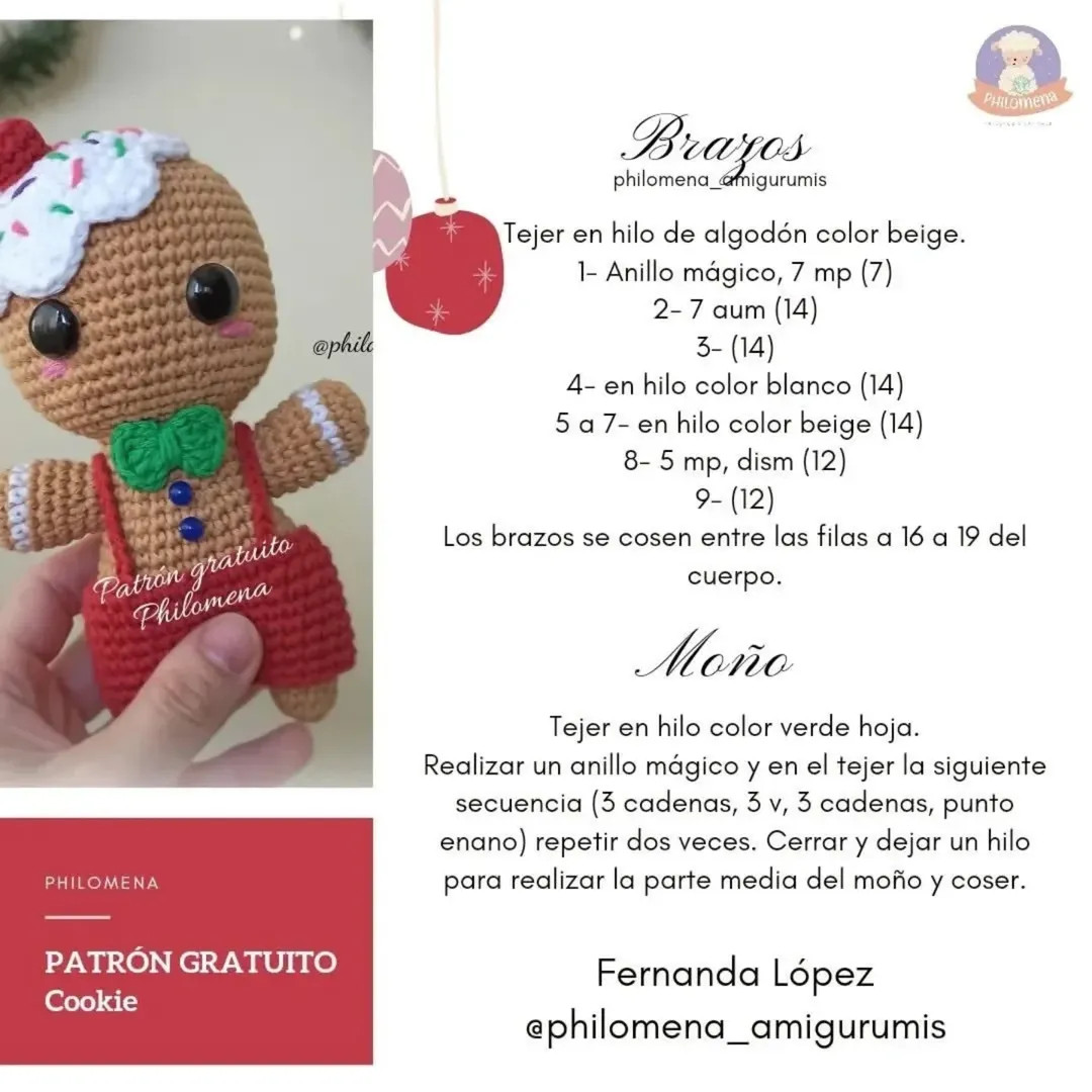 Patrón amigurumi galleta de jengibre gratis